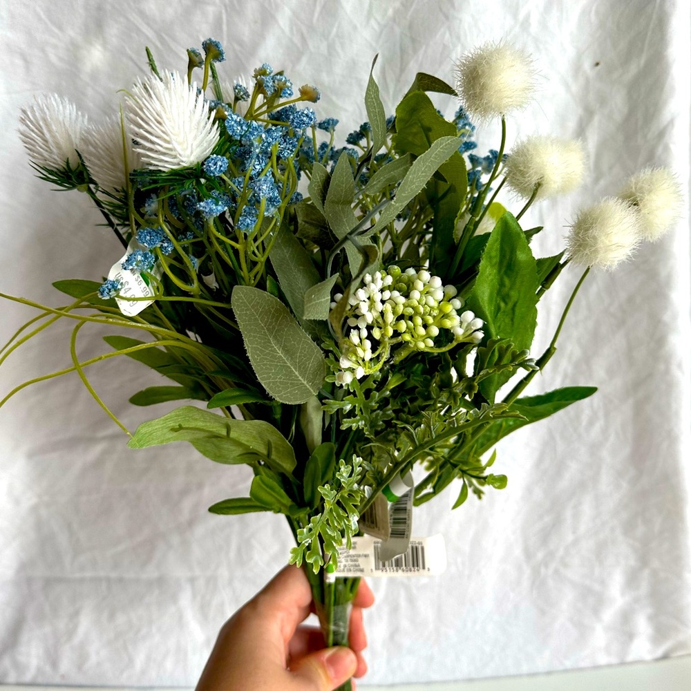 Artificial Floral Bouquet with Green and White Accents